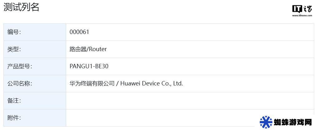 华为 PANGU1-BE30 / 32 路由器通过星闪认证