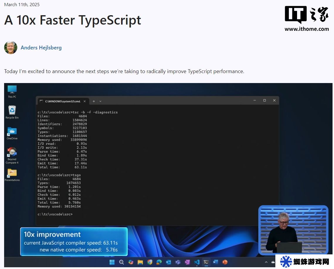 微软宣布将 TypeScript 性能提高 10 倍